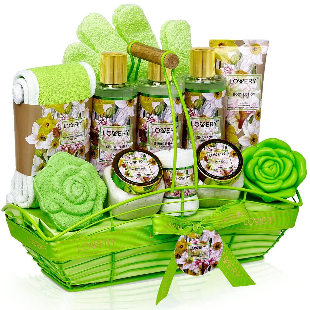 Lovery Home Spa Gift Baskets - Magnolia 
Jasmine Scent - 13pc set