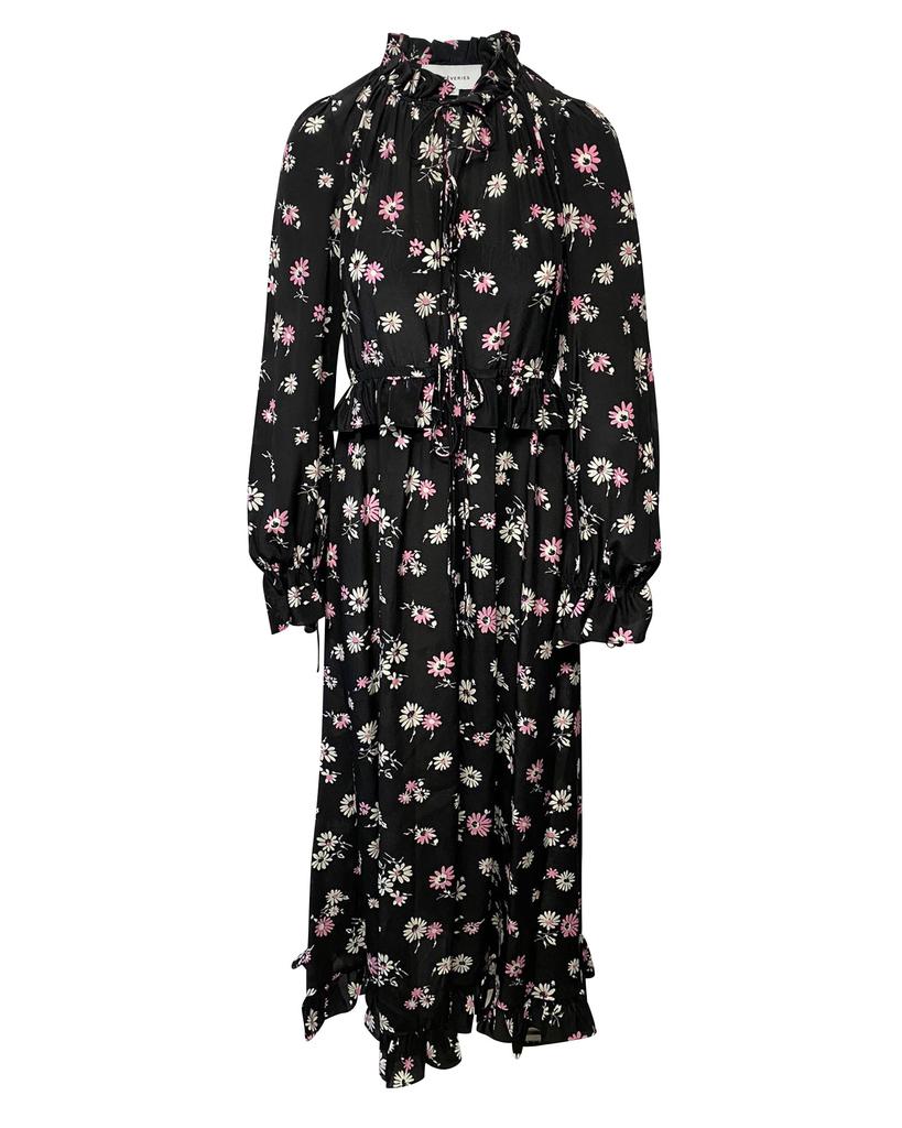 LES RÊVERIES Les Revêries Tie-front Maxi Dress in Floral Print Silk