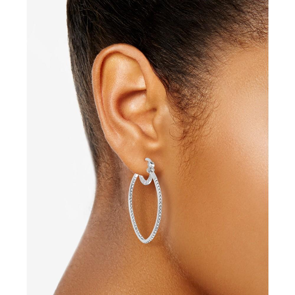 Simone I. Smith Platinum Over Sterling Silver Earrings, Crystal Inside Out Teardrop Hoop Earrings
