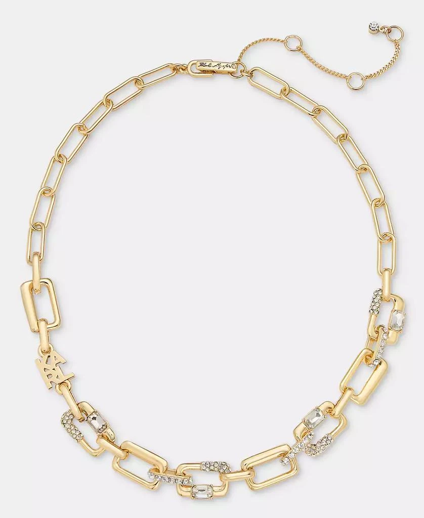 Karl Lagerfeld Paris Logo Pave Link Collar Necklace