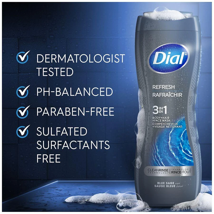 Dial Men 3 in 1 Body Wash Blue Sage 7