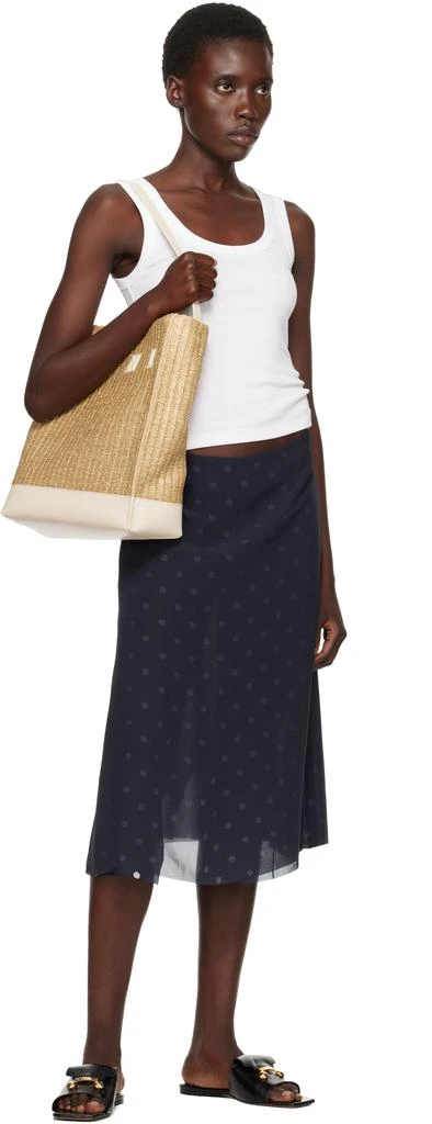 Marni Beige & Off-White Raffia-Effect Museo Medium Tote 4