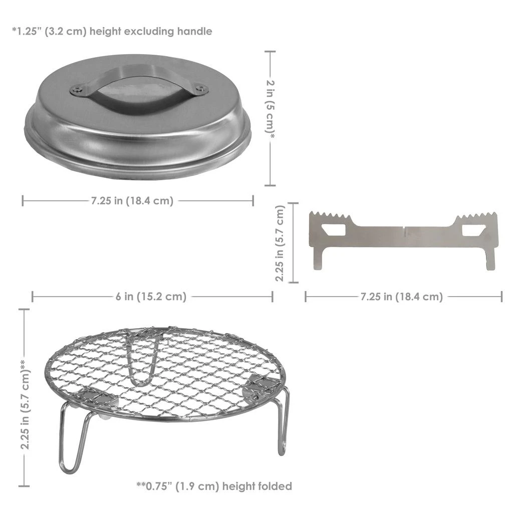 Sunnydaze 3-Piece Stainless Steel Smokeless Fire Pit Accessory Kit - 7.25" 2