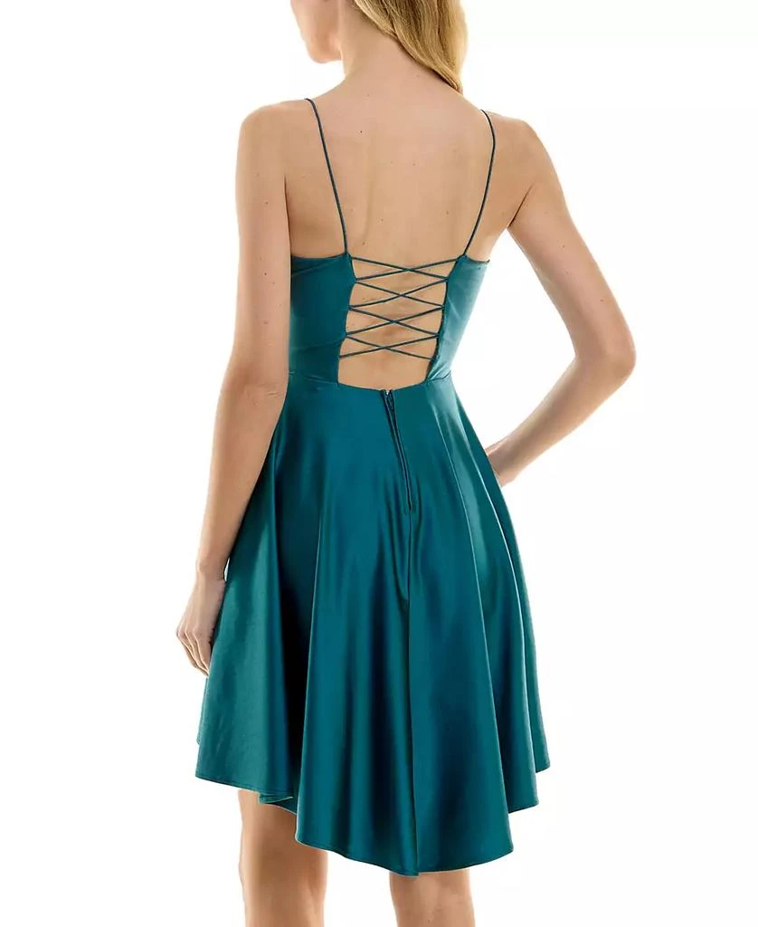 City Studios Juniors' Plunge-Neck Lace-Up Skater Dress 2