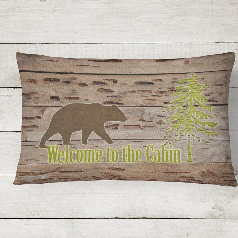 Caroline's Treasures 12 in x 16 in  Outdoor Throw Pillow Welcome to the Cabin Canvas Fabric Decorative Pillow