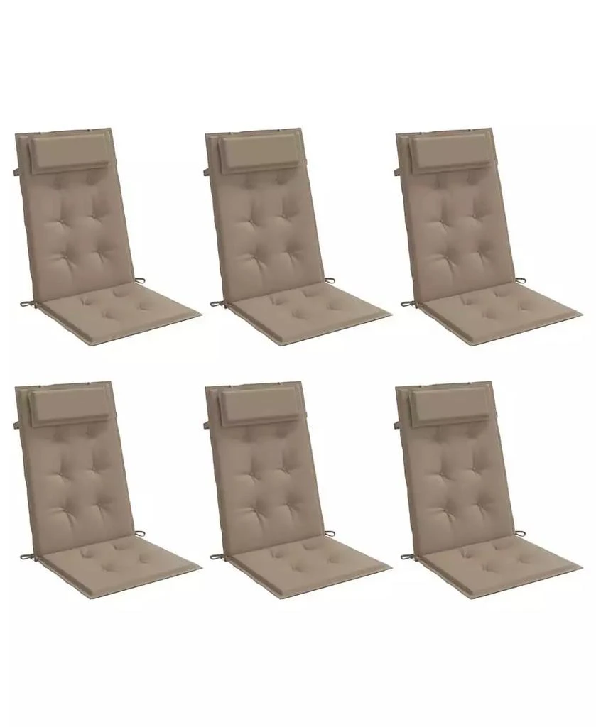 vidaXL Highback Chair Cushions 6 pcs Taupe Oxford Fabric