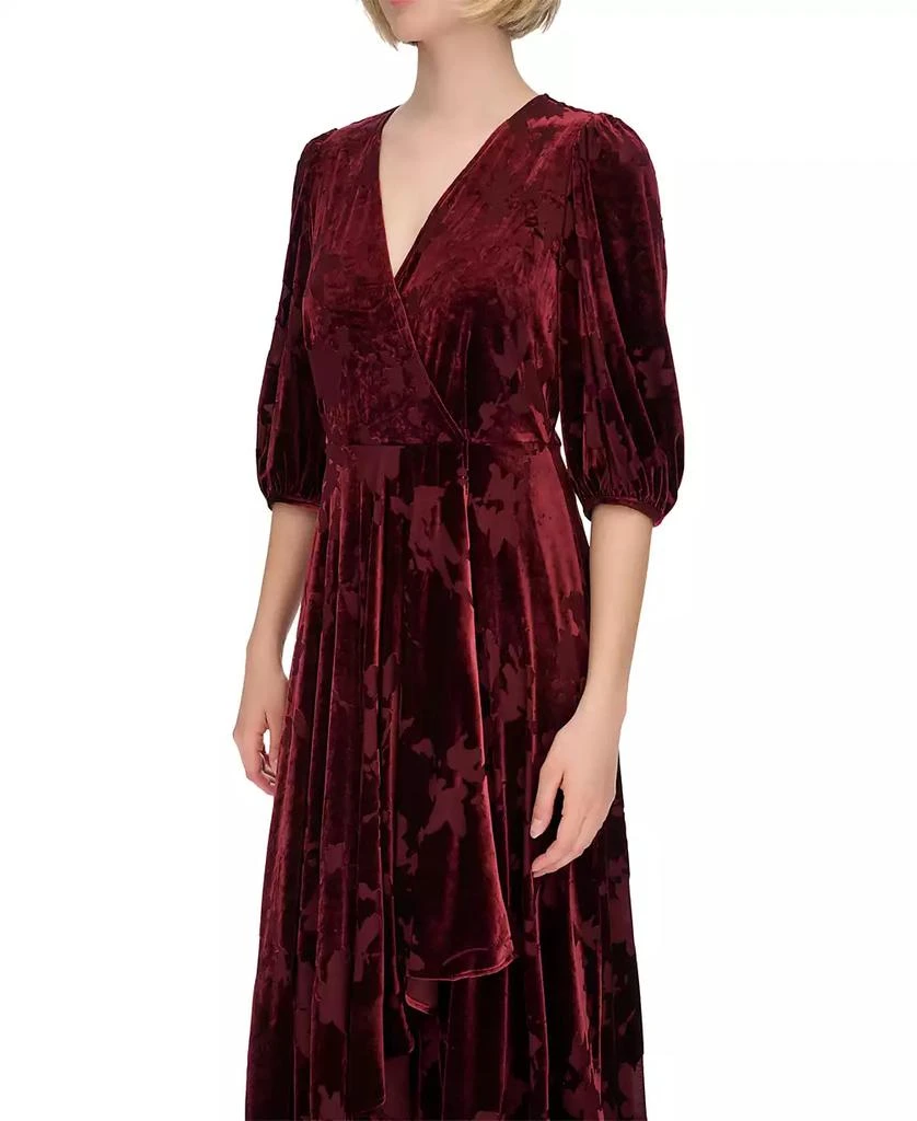Calvin Klein Women's Burnout-Velvet Faux-Wrap Maxi Dress 5