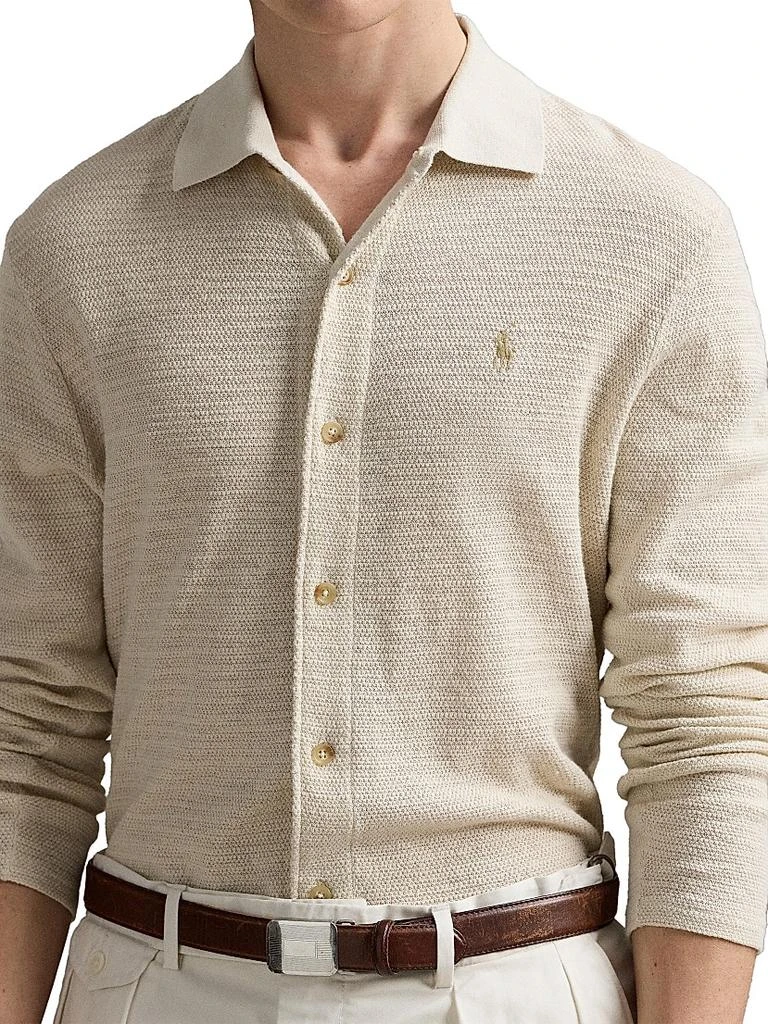 Ralph Lauren Textured Cotton-Linen Shirt Sweater 5