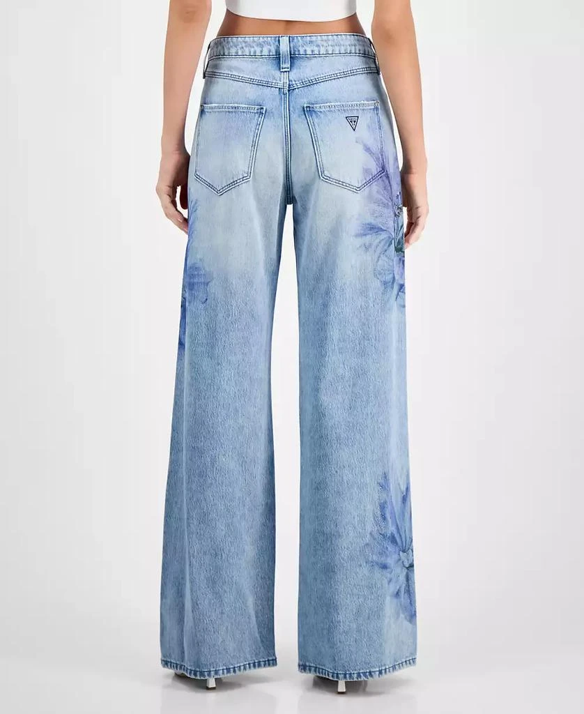 GUESS Women's Bellflower Printed Wide-Leg Jeans 4