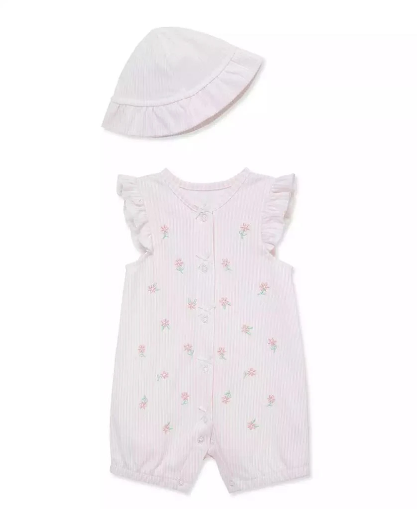 Little Me Baby Girls
 Picnic Romper 
Hat, 2-Piece Set