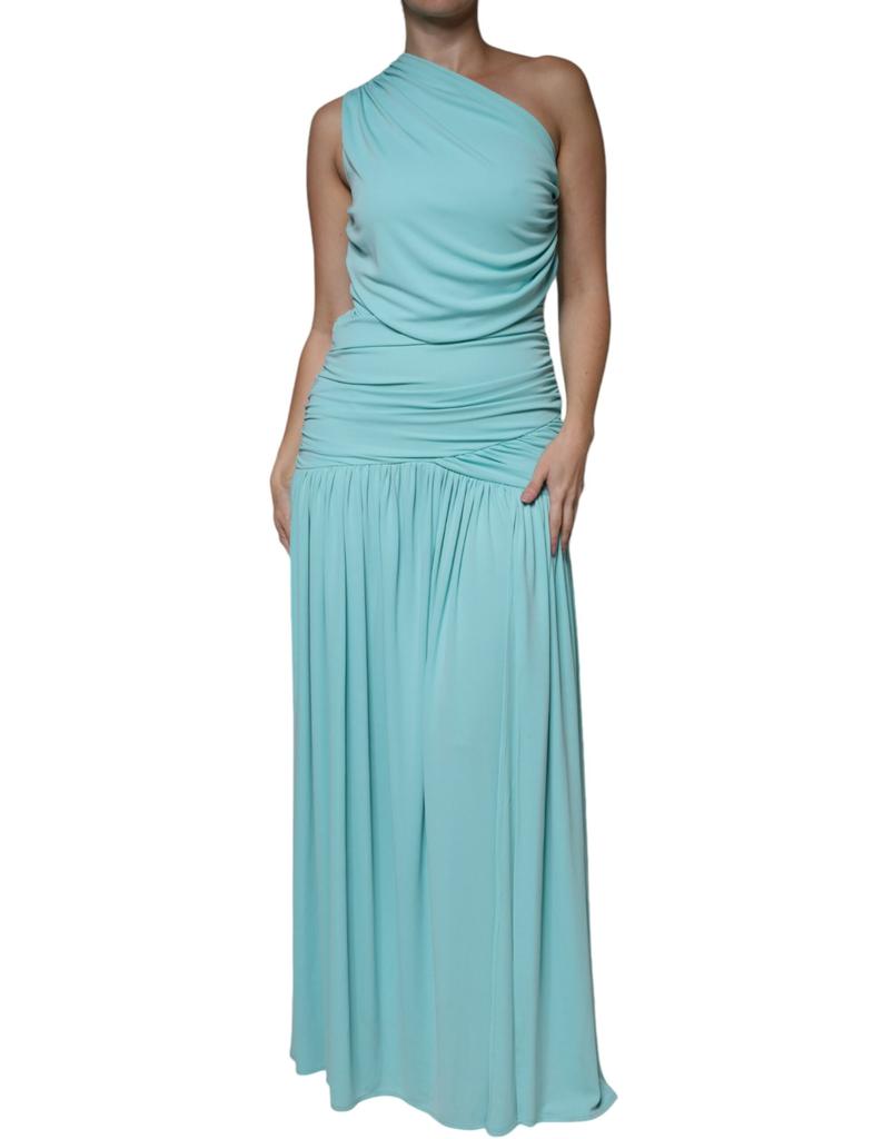 CHRISTIAN PELLIZZARI blue Jersey Long Drape One Shoulder Women's Dress (Pre-Owned)