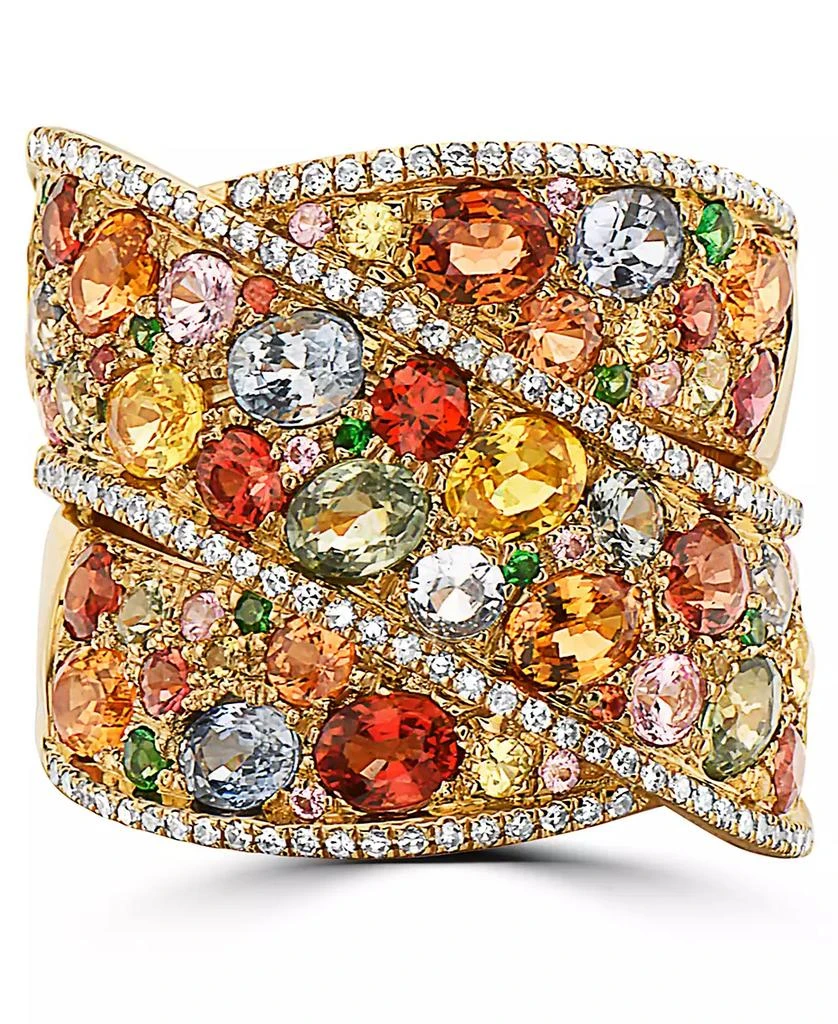 Effy EFFY® Multi-Gemstone (5-3/4 ct. t.w.) & Diamond (1/3 ct. t.w.) Crossover Wide Statement Ring in 14k Gold 5