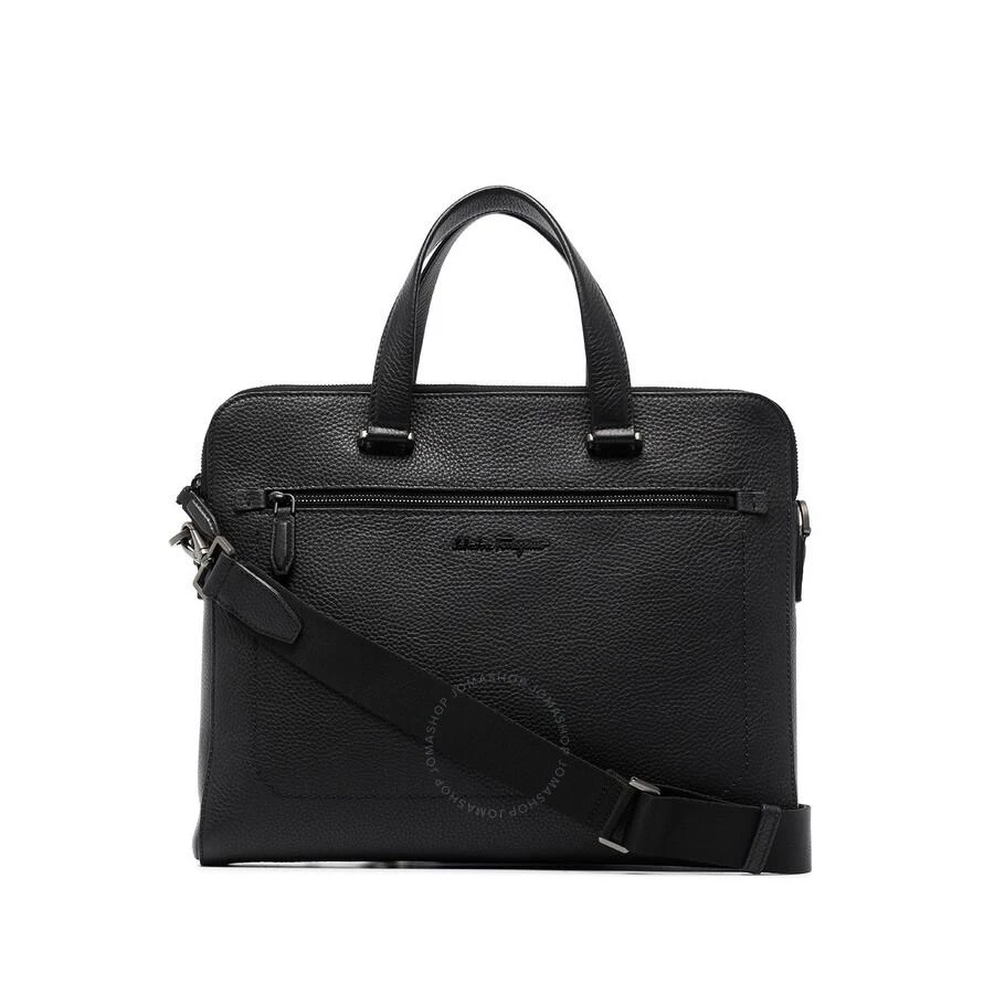 Ferragamo Salvatore Ferragamo Black Logo-Plaque Leather Briefcase 1