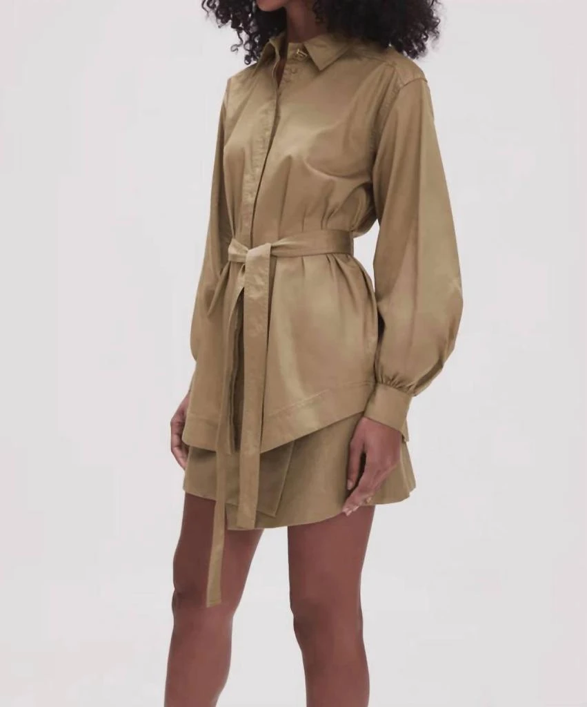 Aje Louise Belted Shirt In Desert Khaki 4