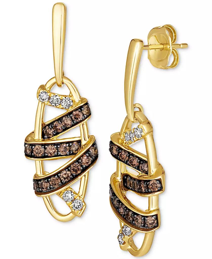Le Vian Chocolate Diamond® (5/8 ct. t.w.) & Nude Diamond™ (1/6 ct. t.w.) Wrapped Drop Earrings in 14k Honey Gold