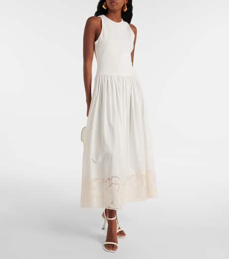 Alémais Pegasus embroidered cotton poplin midi dress