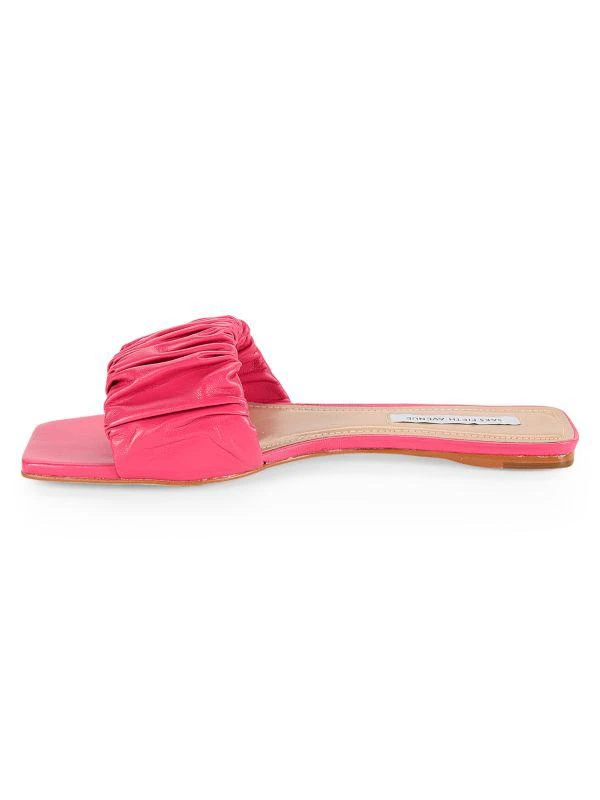 Saks Fifth Avenue Scrunch Leather Flat Sandals 4