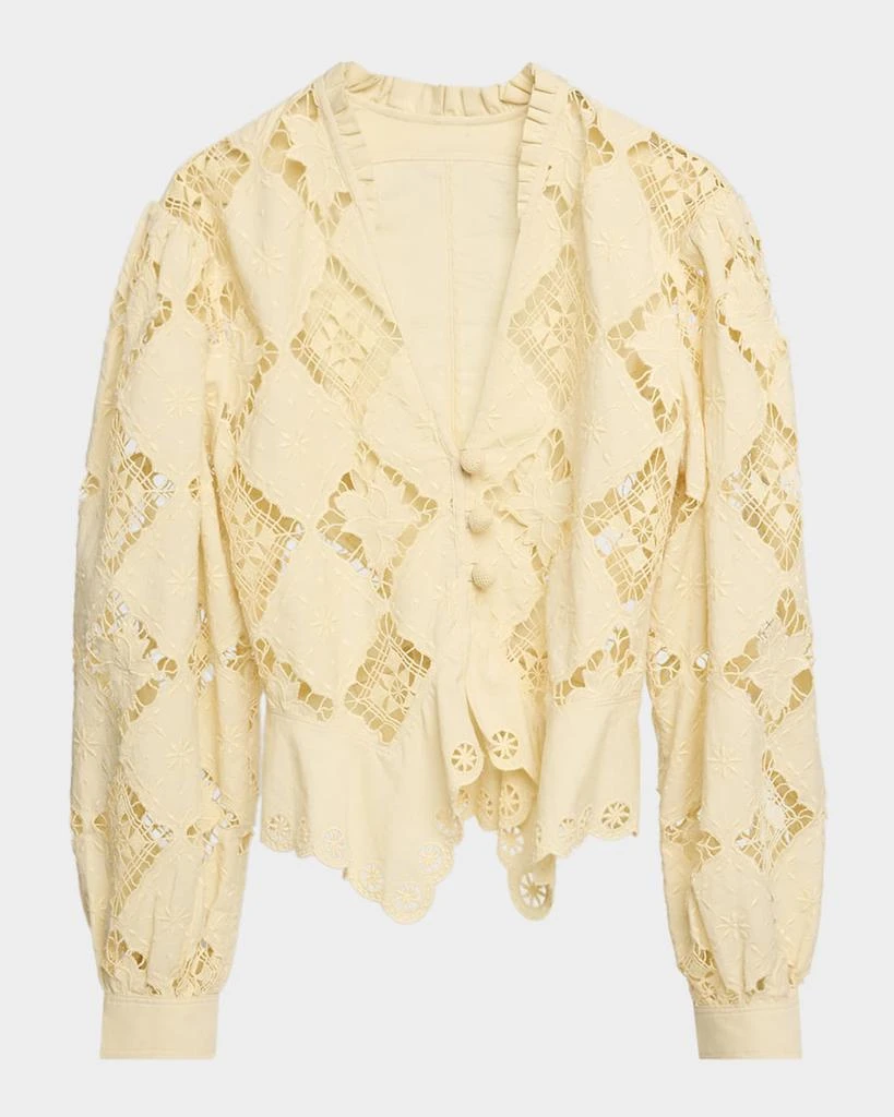 Isabel Marant Nina Lace Embroidered Peplum Top