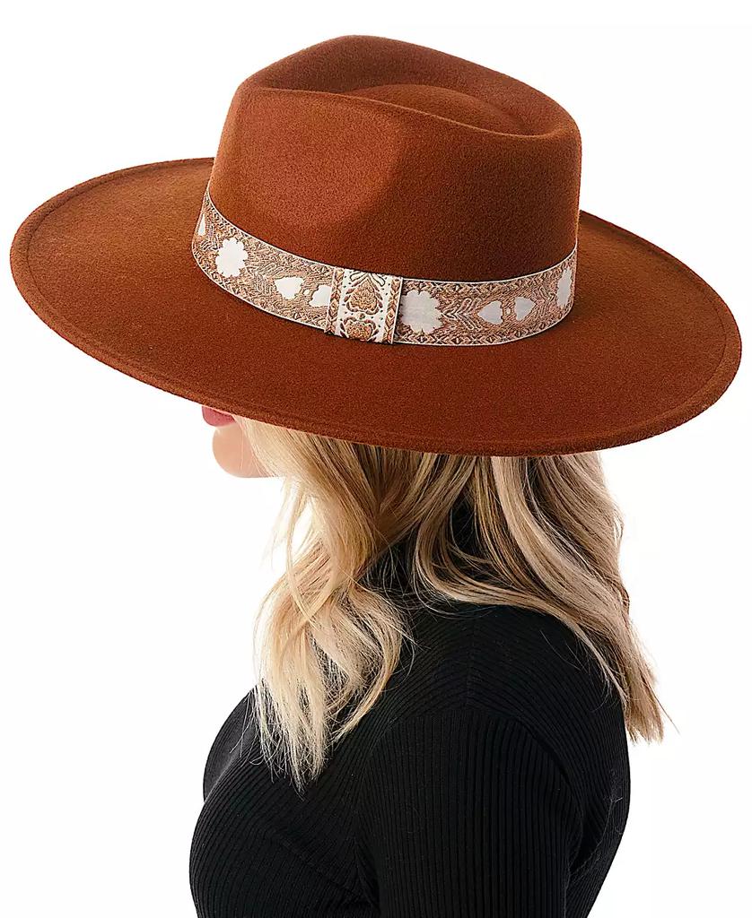 MARCUS ADLER Women's Wool Blend Felt Hat with Floral Print Band