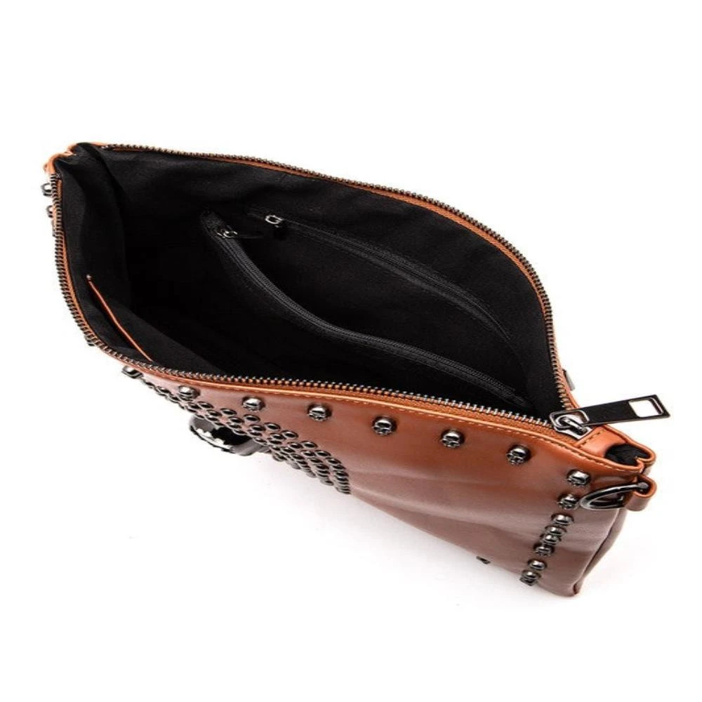 FASHNZFAB Skull Mix Studs Biker Crossbody Clutch Swing Bag 5