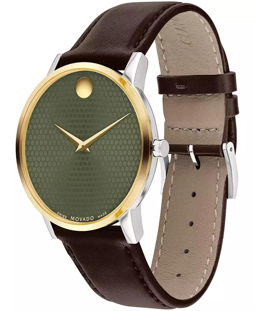 Movado Men's Museum Classic Swiss Quartz Brown Leather Watch 40mm 2