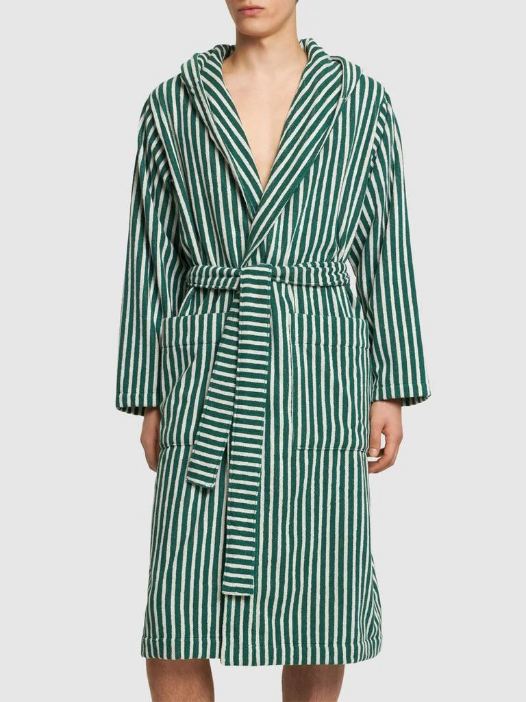 Tekla Teal Green Striped Bathrobe 2