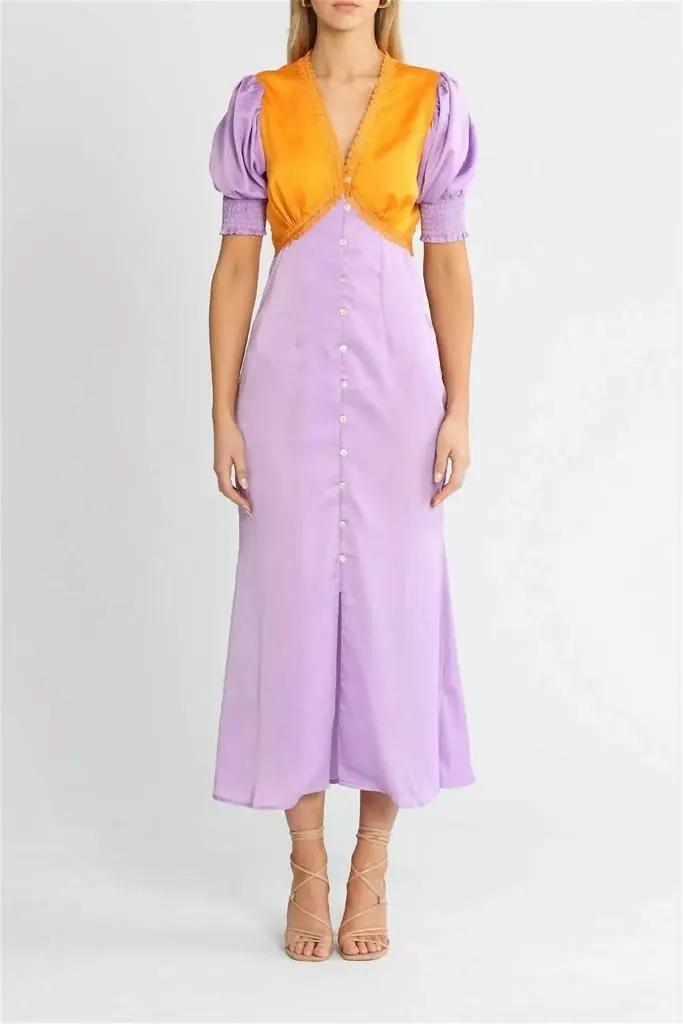 never fully dressed Never Fully Dressed - Lindos Color Block Midi Dress