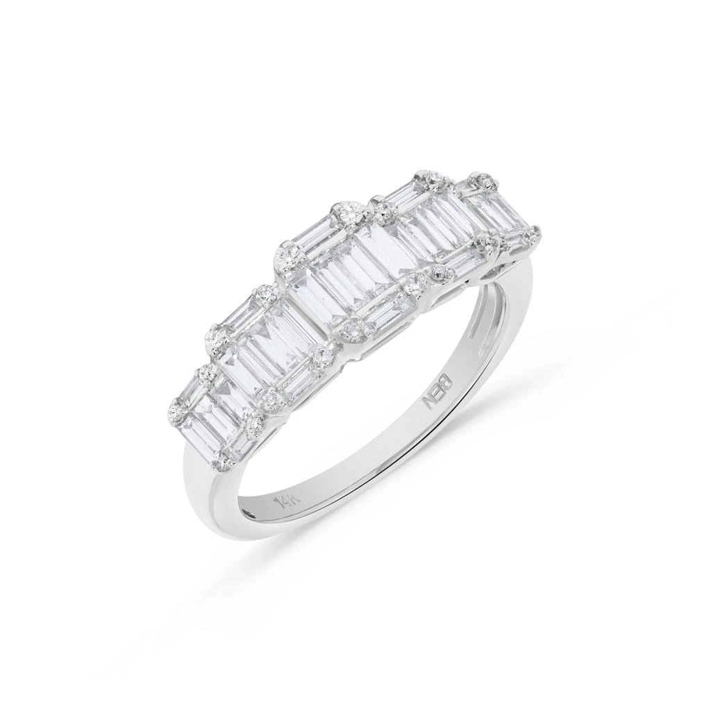 H.J. Namdar 0.82 ct tw 5 Section Baguette Cluster Ring 14K White Gold Natural Diamonds Size 6