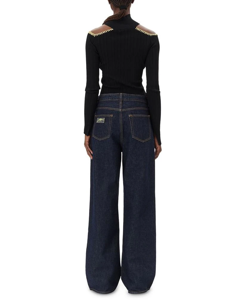 Ganni Izey Belted Wide Leg Jeans in Rinse 3