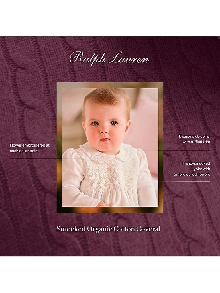 Ralph Lauren Baby Girl's Smocked Organic Cotton Onesie 3