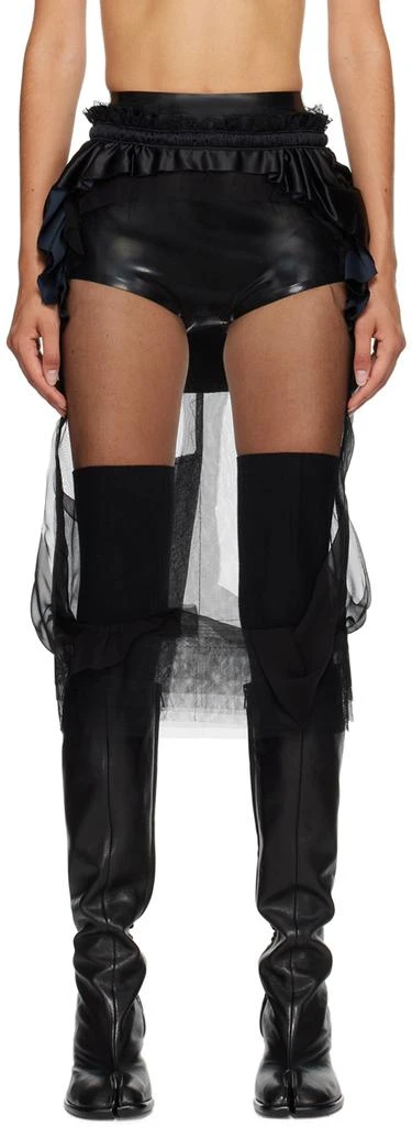MAISON MARGIELA Black Ruffled Midi Skirt 1