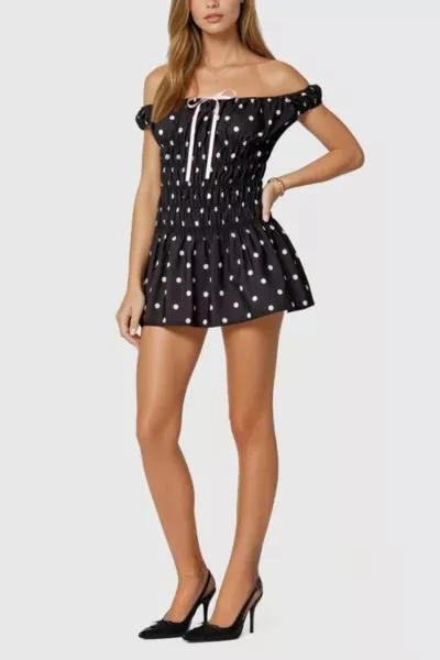 Edikted Edikted Jonie Scrunch Polka Dot Mini Dress 2