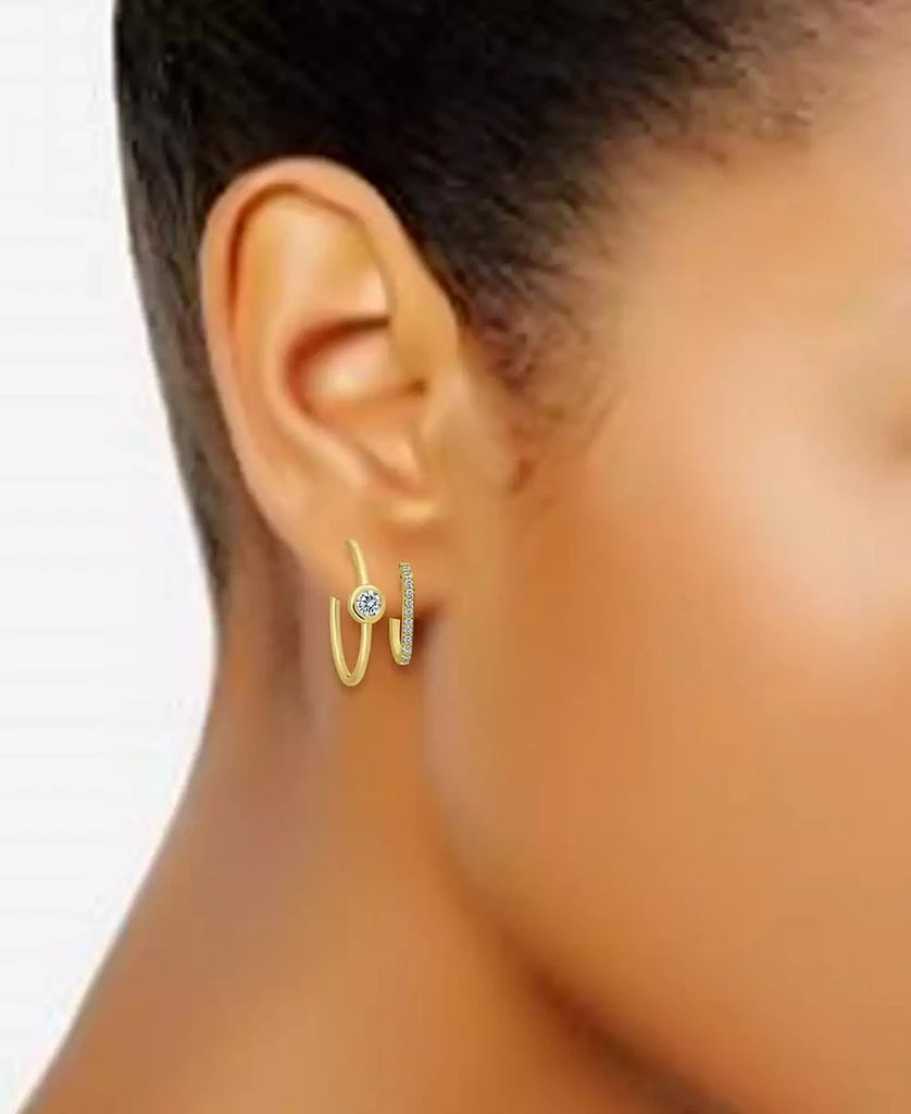 Giani Bernini 2-Pc. Set Pavé Cubic Zirconia & Round Bezel Set Cubic Zirconia Hoop Earrings in 18k Gold Over Sterling Silver, Exclusively at Macy's 2