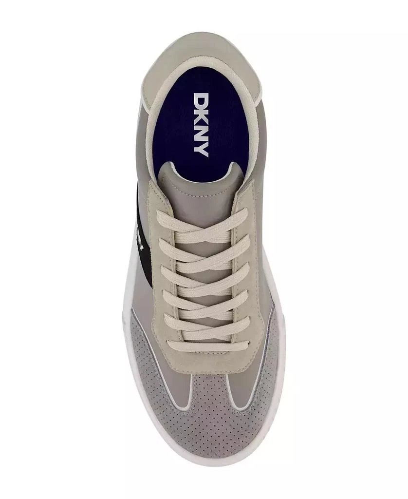 DKNY Men's Side Logo Perforated Two Tone Branded Sole Racer Toe Sneakers 4