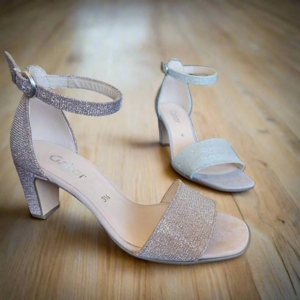Gabor Women's Strappy Heeled Sandal In Silver Metallic 2