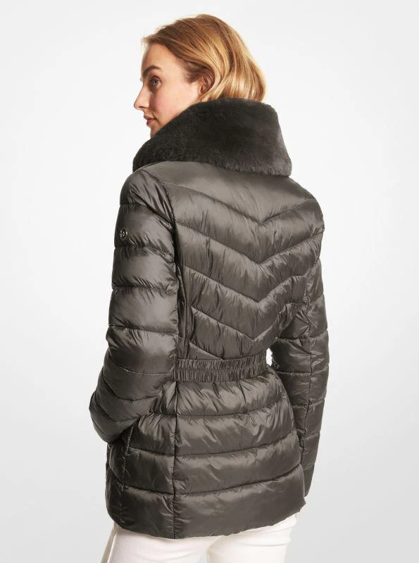 Michael Kors Faux Fur Trim Quilted Nylon Packable Puffer Jacket 2