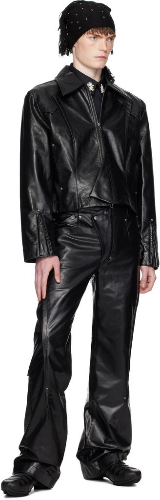 Black Kraner Cropped Leather Jacket – On Sale Now with Up to 45