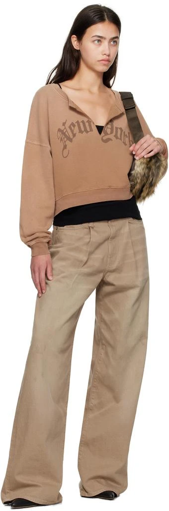 R13 Tan 
New York
 Cropped Front Slit Sweatshirt 4