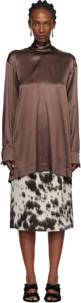 Dries Van Noten Brown Pussy-Bow Blouse 1