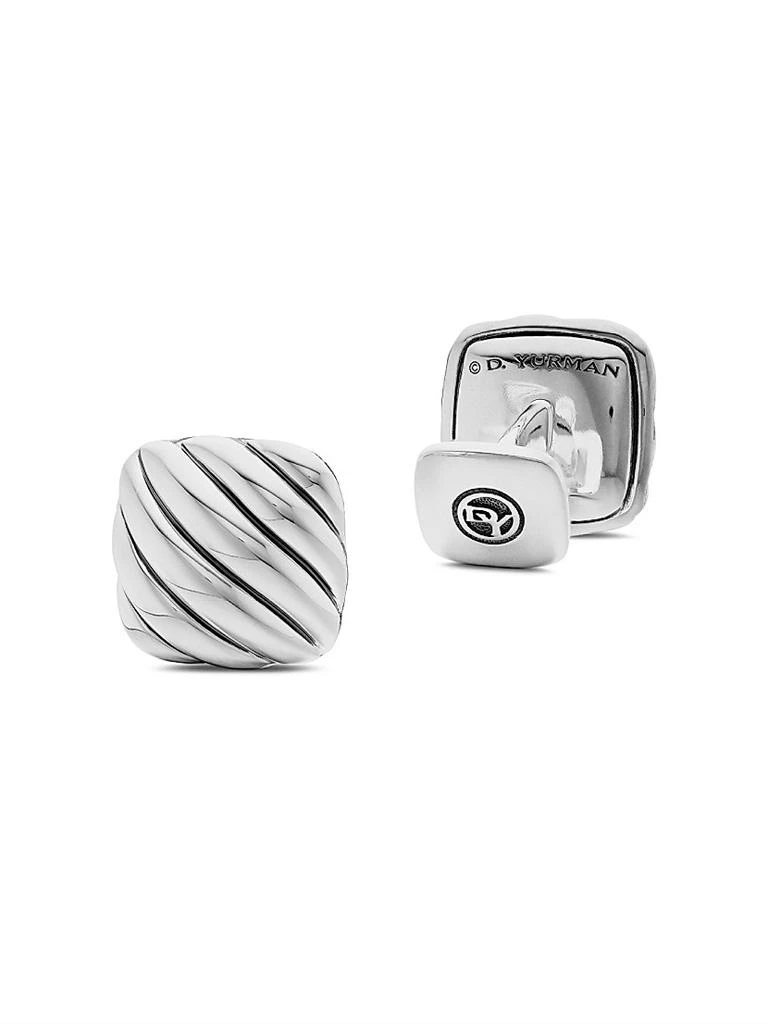 David Yurman Sculpted Cable Cushion Cufflinks in Sterling Silver, 17mm 3