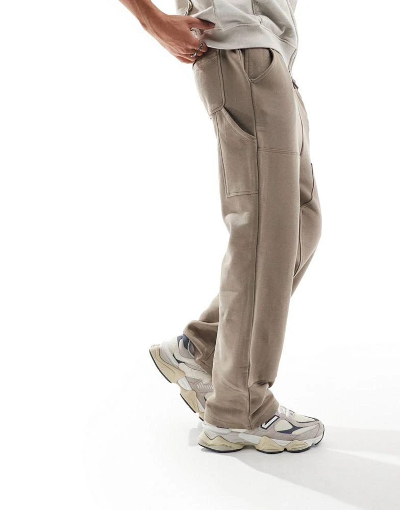 ASOS ASOS DESIGN wide leg carpenter joggers in brown - BROWN 1