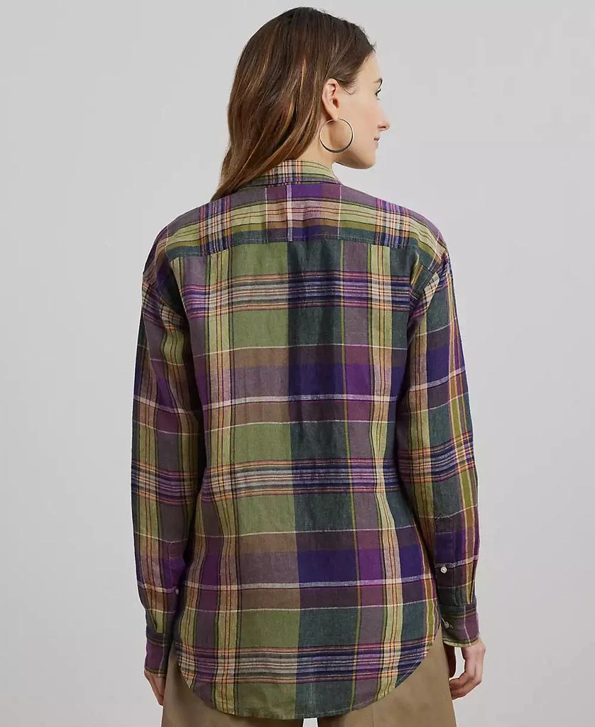 Ralph Lauren Petite 100% Linen Relaxed-Fit Plaid Linen Shirt 4