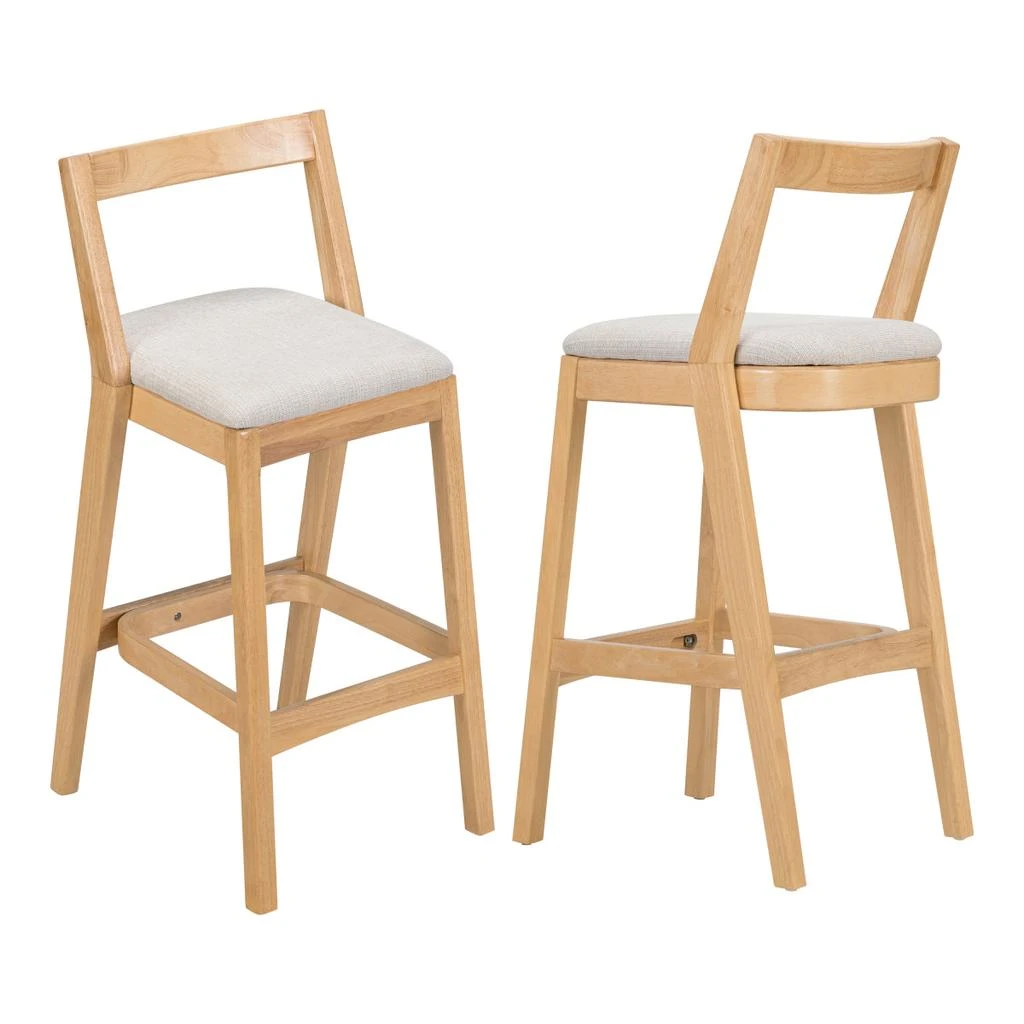 Streamdale Furniture Streamdale Rustic Rubberwood Bar Stool with Comfortable Fabric Seat 5