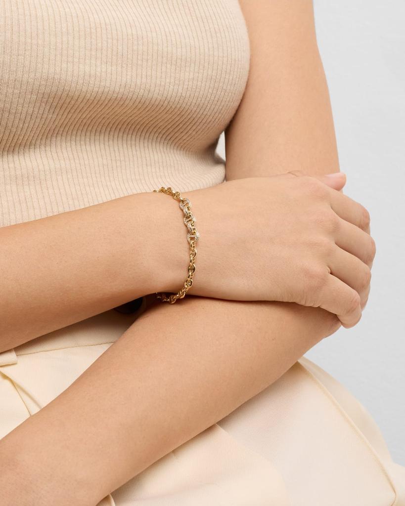 Hoorsenbuhs 18K Yellow Gold 3MM Open Link Bracelet with Diamonds