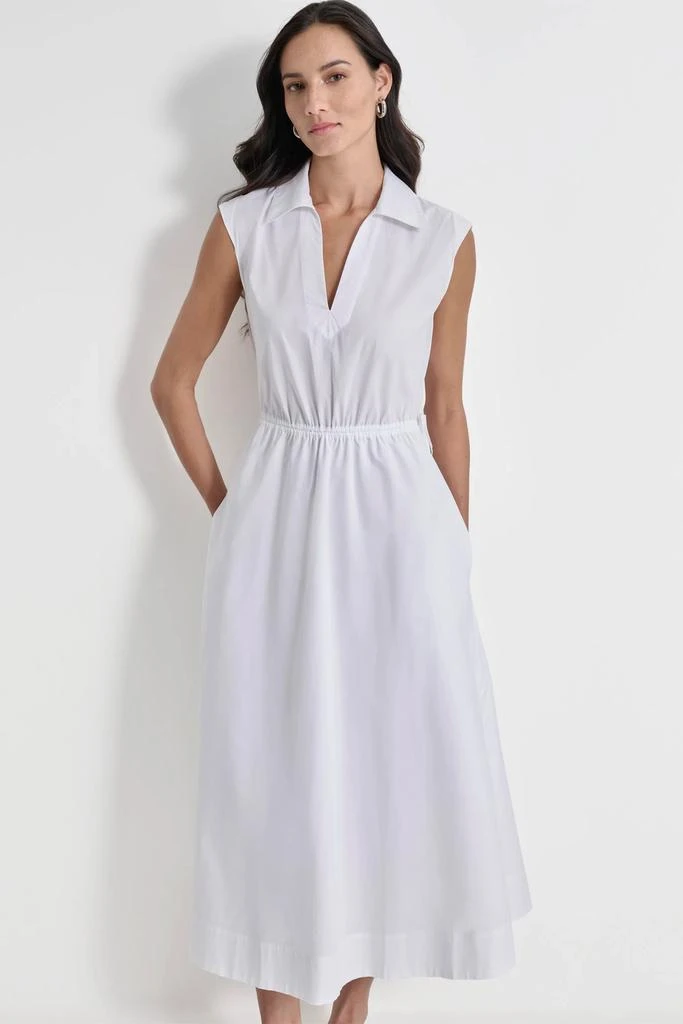 DKNY CUTOUT PINSTRIPED MIDI SHIRT DRESS 4