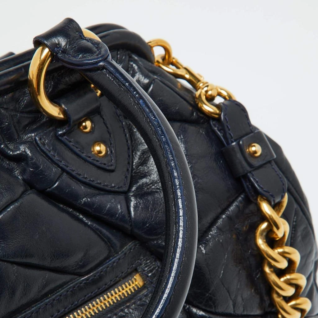 Marc Jacobs Marc Jacobs Navy Blue Quilted Leather Stam Satchel 10