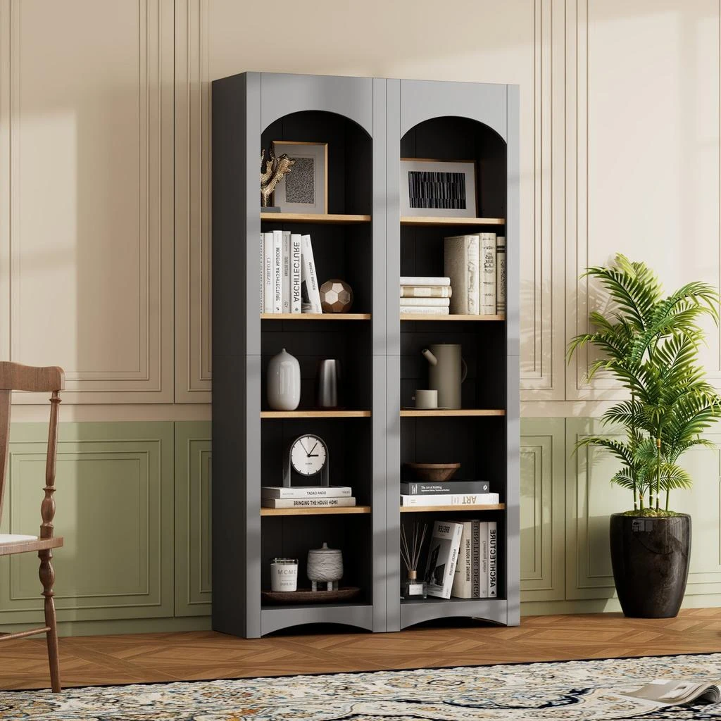 Streamdale Furniture Streamdale 5-Tier Bookshelves Set of 2 - Farmhouse Style