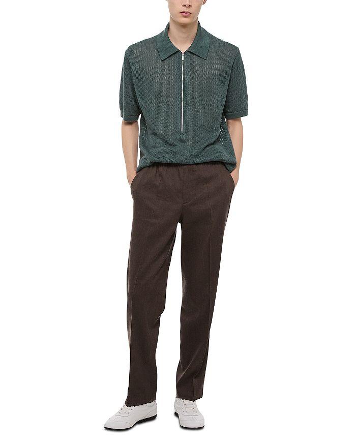 Helmut Lang Regular Fit Half Zip Linen Polo Sweater