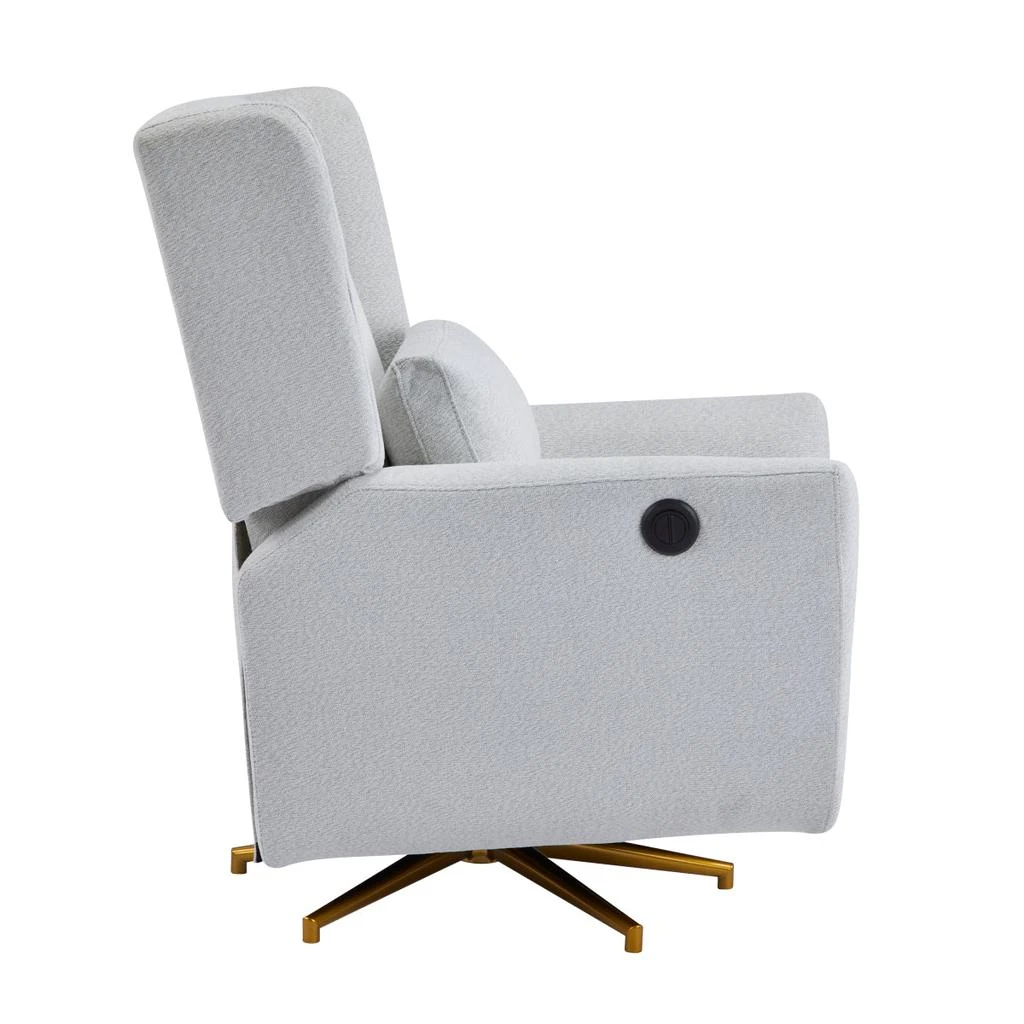 Streamdale Furniture Streamdale Power Recliner Chair Swivel, Upholstered 360° Swivel Recliner with gold base-light Gray 4