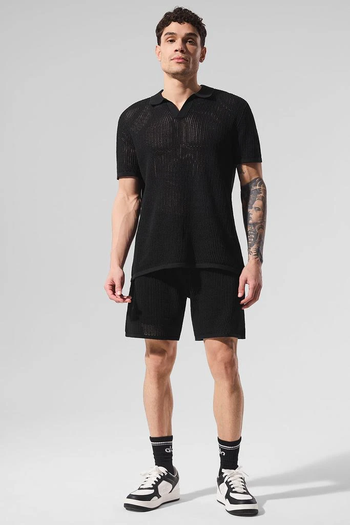 Alo Open-Knit Polo - Black 2